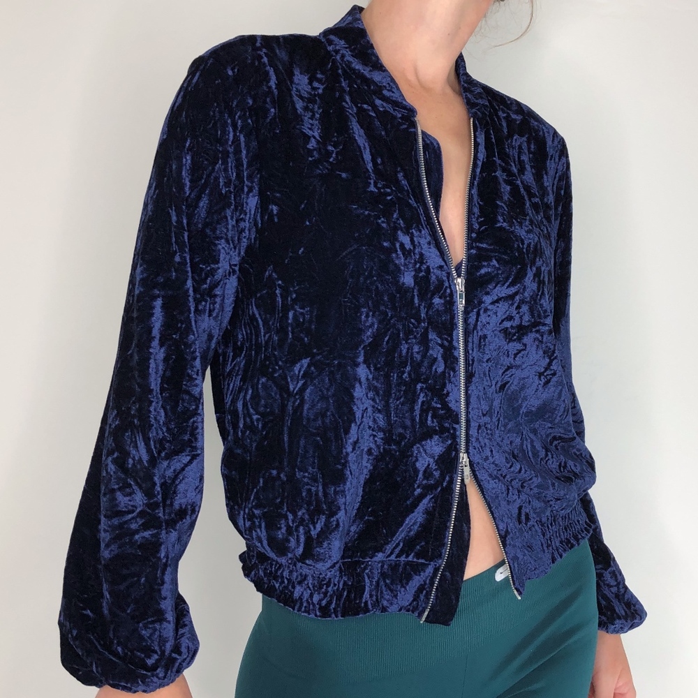 NWT Josie Velvet Crush Double Zip Bomber